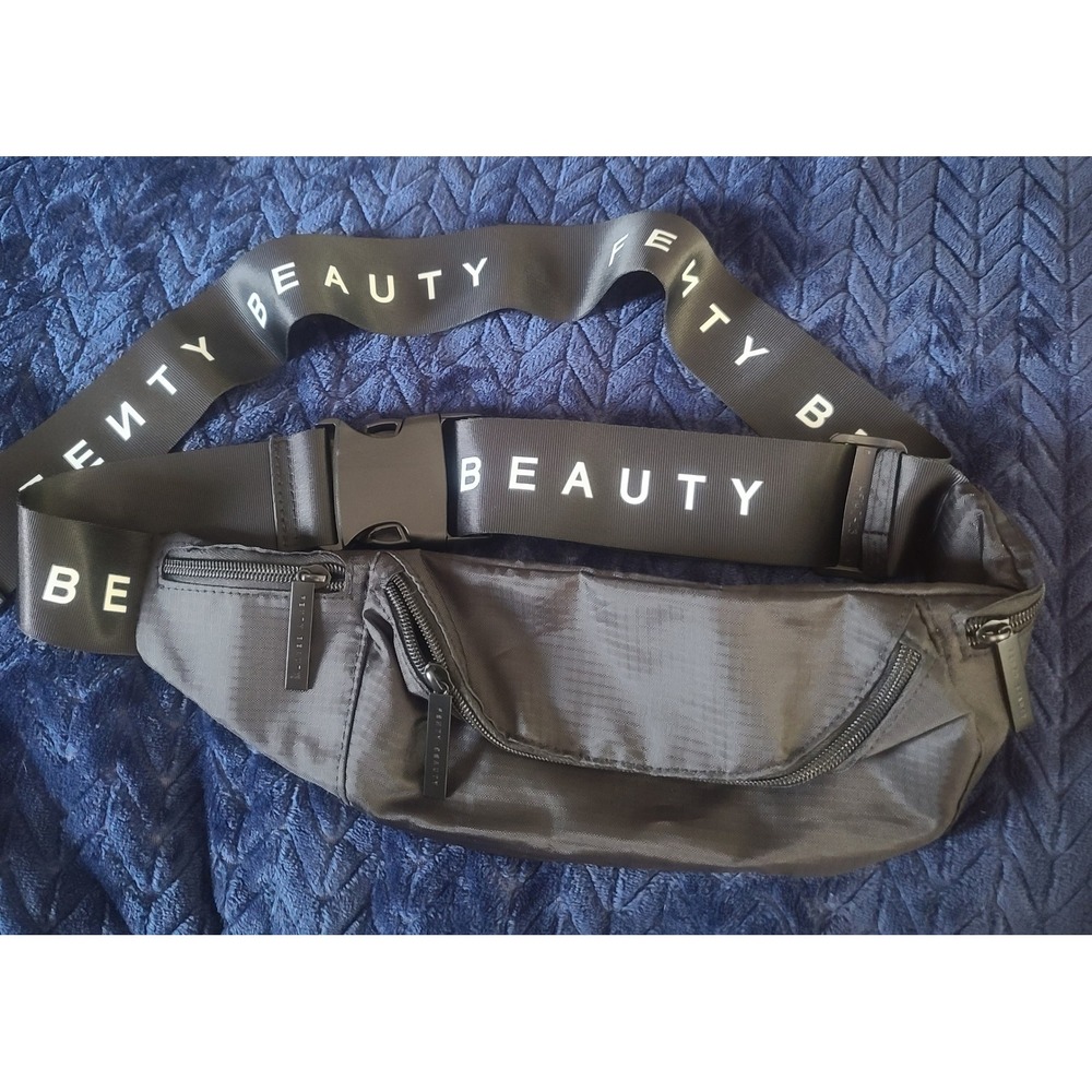 Fenty Beauty Rihanna Black Logo Belt Bag Waist Pack Fanny Pack Ripstop